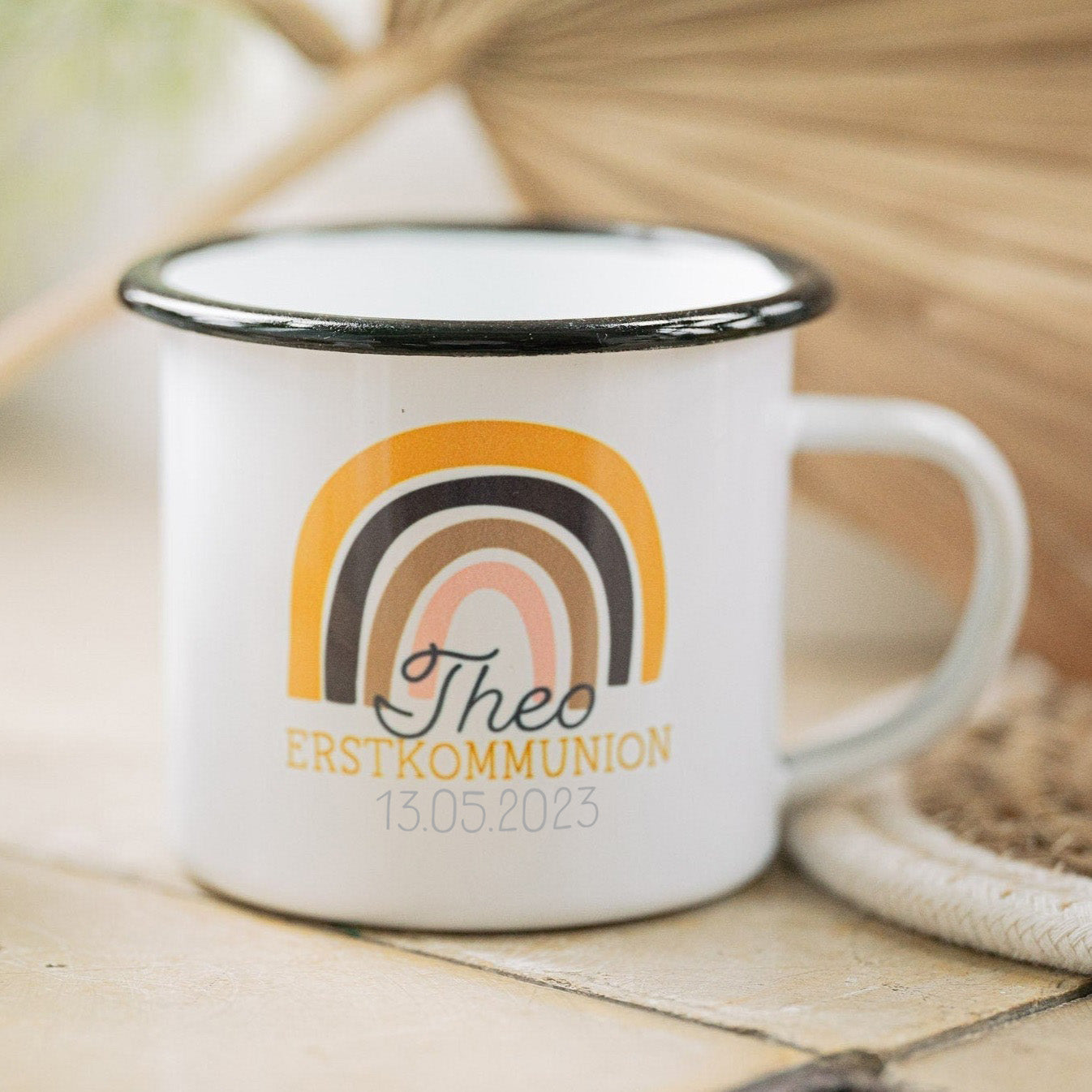 Emaille Tasse/ Keramik Tasse zur Erstkommunion