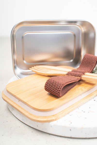 Brotdose | Lunchbox | Edelstahlbox mit Bambusdeckel und deinem Wunschnamen