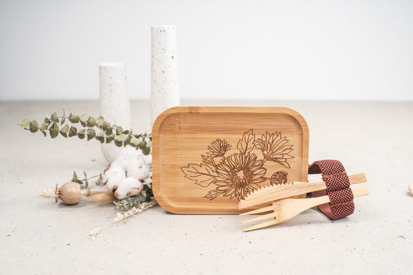 Brotdose | Lunchbox | Edelstahlbox mit Bambusdeckel und deinem Wunschnamen