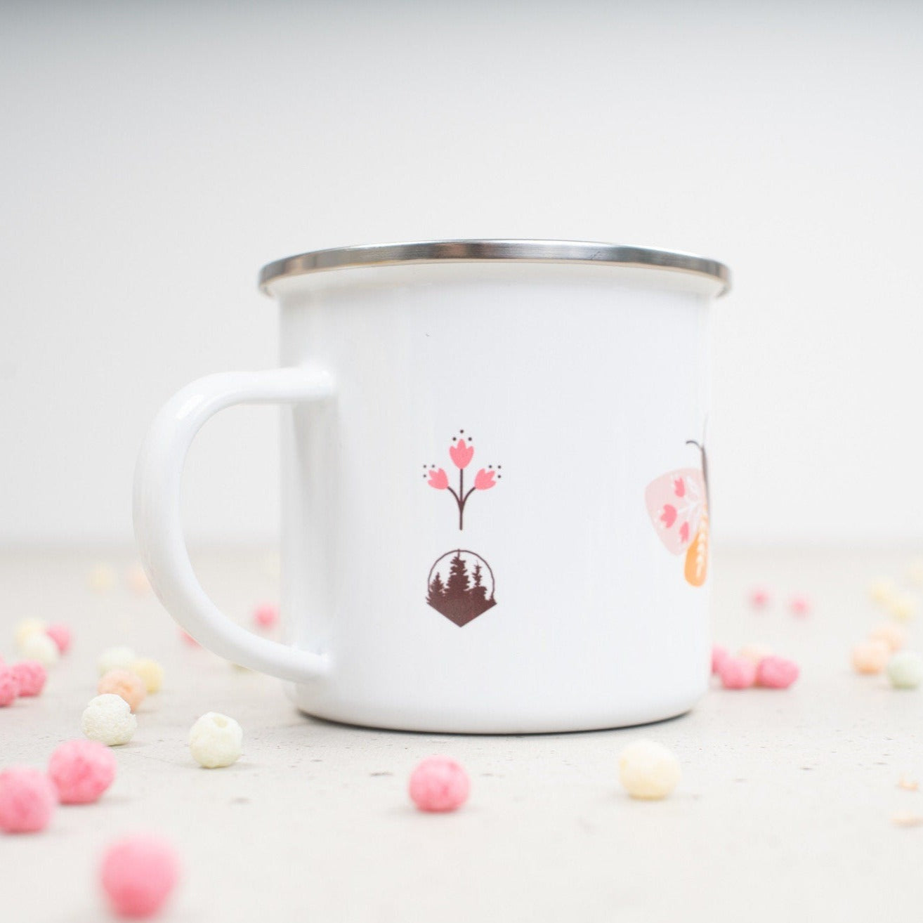 Emaille Tasse "Schmettering & Regenbogen"