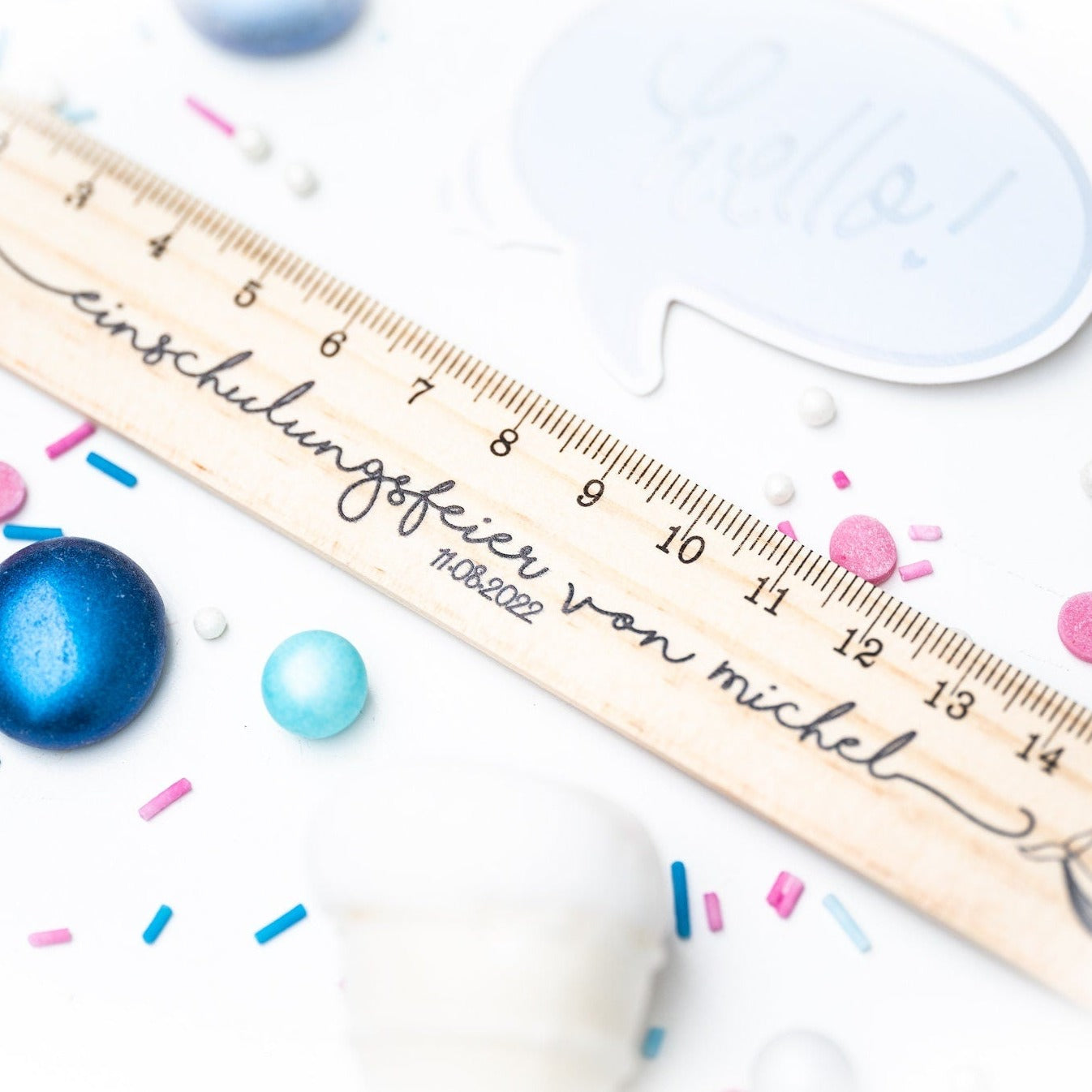 Lineal "Einschulung" aus Holz und Wunschname