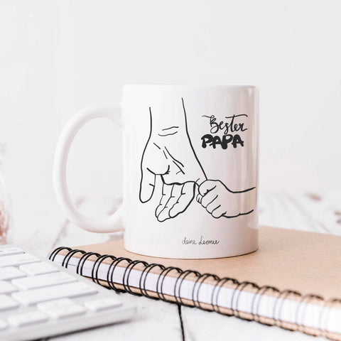 Tasse „bester PAPA“ weiß Keramik oder Emaille