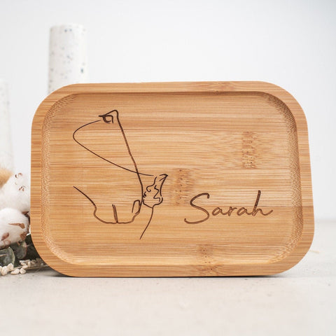 Brotdose "Pferdeliebhaber" | Lunchbox | Edelstahlbox mit Bambusdeckel und deinem Wunschnamen