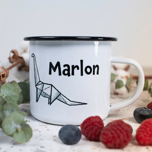 Emaille Tasse "Dinosaurier"