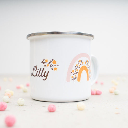 Emaille Tasse "Schmettering & Regenbogen"