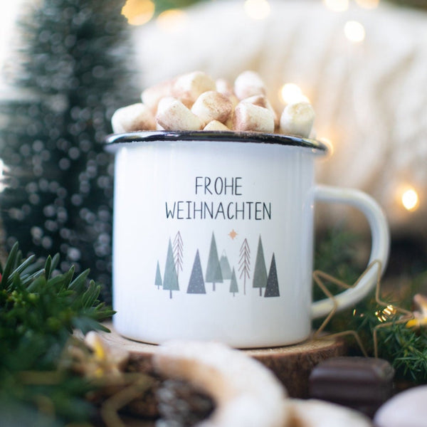 Emailletasse "Frohe Weihnachten"