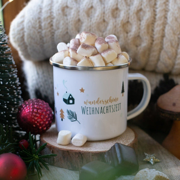 Emailletasse "wunderschöne Weihnachtszeit"