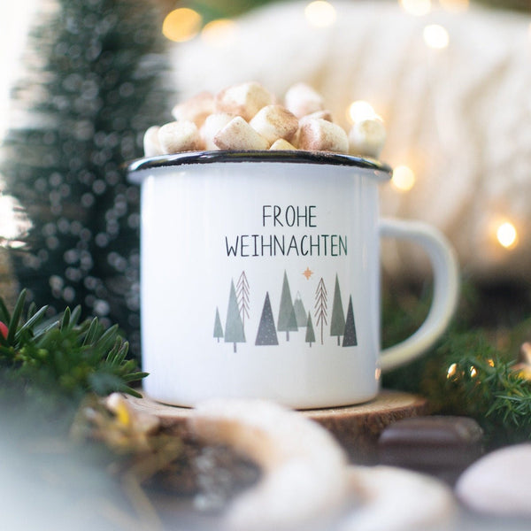 Emailletasse "Frohe Weihnachten"