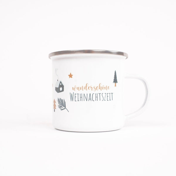 Emailletasse "wunderschöne Weihnachtszeit"