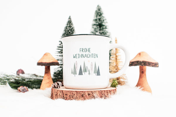 Emailletasse "Frohe Weihnachten"