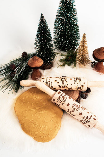 Teigrolle, Plätzchenrolle, Nudelholz "Joy to the World", Geschenk für Kinder, Adventskalender Geschenk