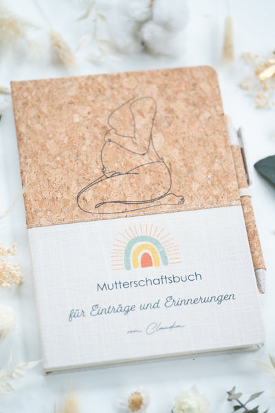 Mutterschaftsbuch | Notizbuch mit Stift aus Kork und deinem Wunschnamen