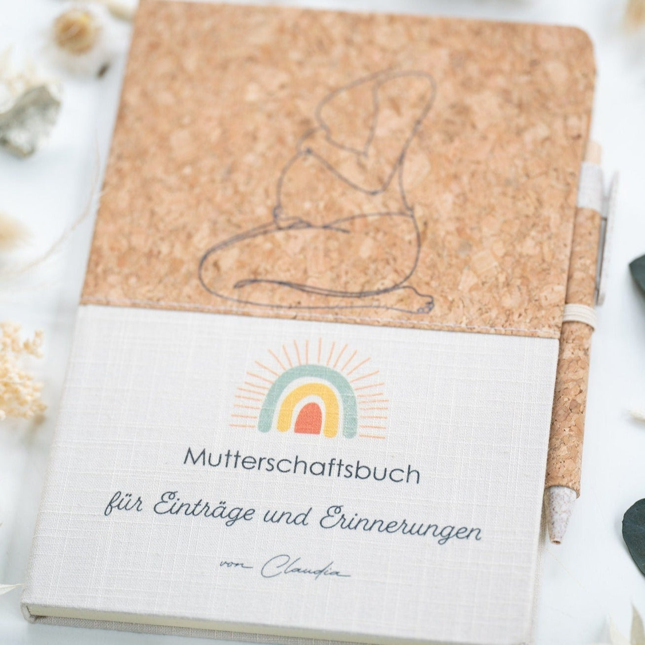Mutterschaftsbuch | Notizbuch mit Stift aus Kork und deinem Wunschnamen