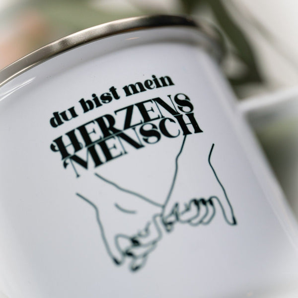 Emailletasse "Herzensmensch"