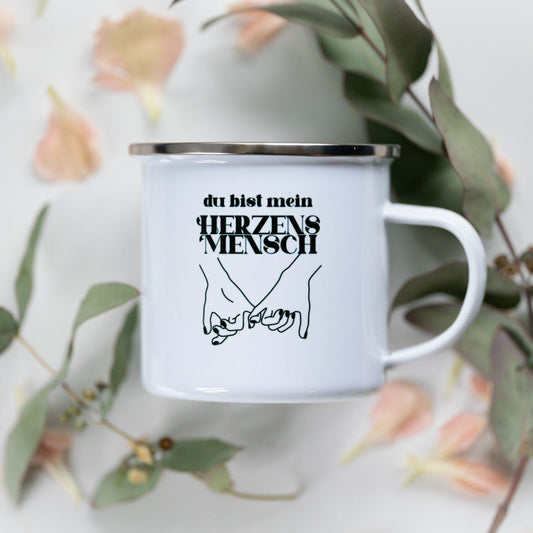 Emaille Tasse "Herzensmensch"