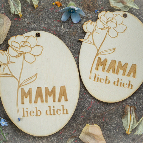 „Mama lieb dich“ Holz Geschenkanhänger im Set (klein und groß)