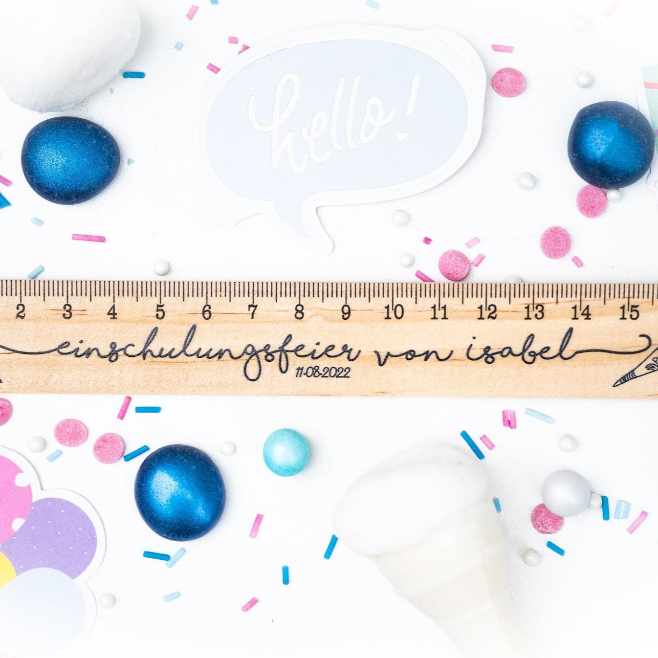 Lineal "Einschulung" aus Holz und Wunschname