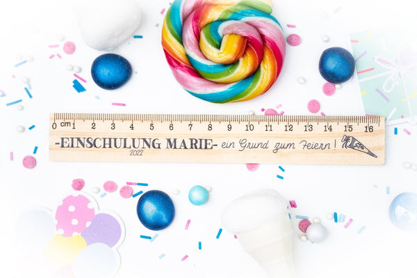 Lineal aus Holz 16cm Dekoration zur Einschulung, Tischdeko „ zur Erinnerung an die Einschulung“ Schulkind 23 2023