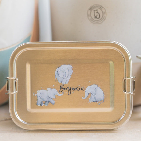Brotdose "Elefant" oder "Schnecke" mit Wunschname