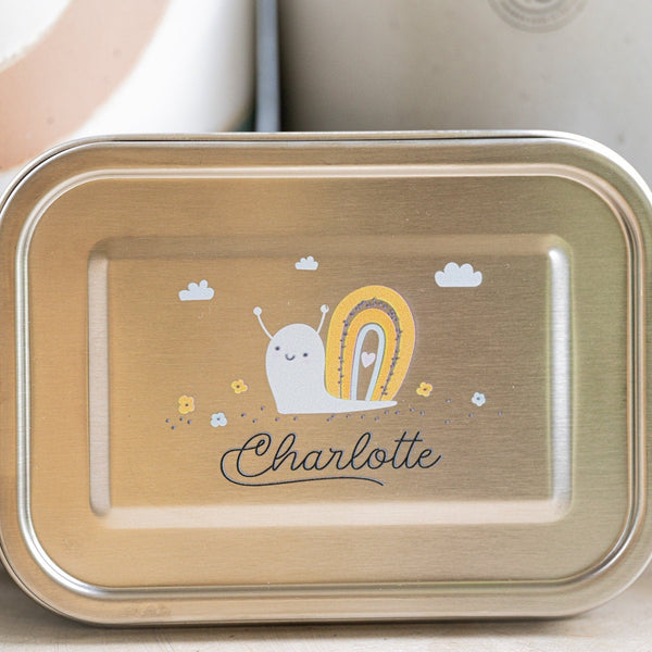 Brotdose "Elefant" oder "Schnecke" mit Wunschname