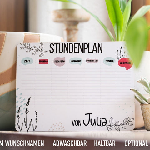 Stundenplan mit Wunschname