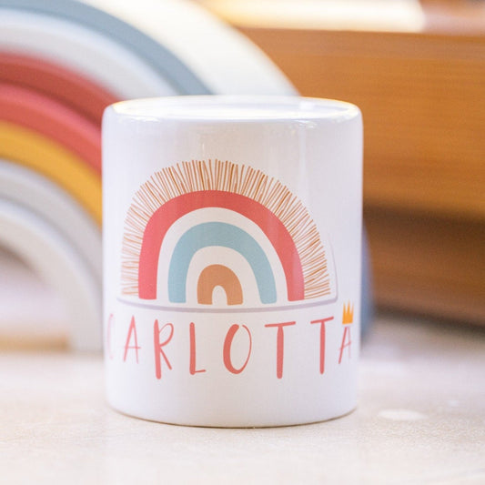 Spardose "Boho Regenbogen" mit deinem Wunschnamen