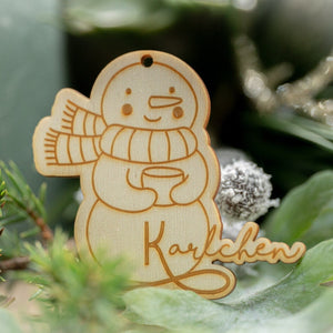„Schneemann Karlchen“ Weihnachtsbaumanhänger mit deinem Wunschnamen