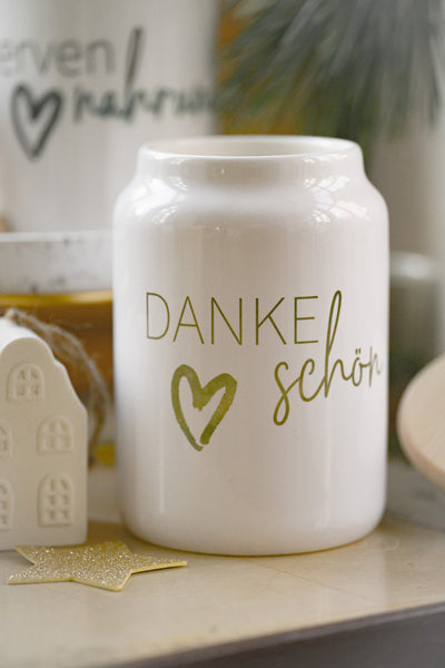 B-WARE Keksdose Keramikdose "Dankeschön" mit Holzdeckel