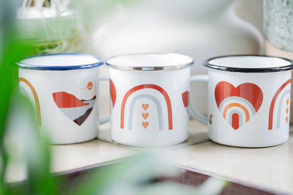 Emailletasse "Valentinstag", Valentinstagsgeschenk