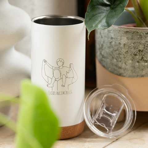 Doppelwandiger Edelstahl Becher mit deinem Wunschnamen, Vatertagsgeschenk