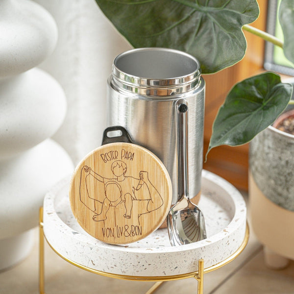Vatertagsgeschenk-Set aus Brettchen, Tasse und Suppen- oder Müslibecher