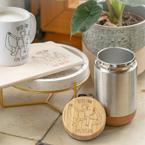 Vatertagsgeschenk-Set aus Brettchen, Tasse und Suppen- oder Müslibecher