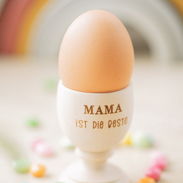 Eierbecher aus Buchenholz mit deinem Wunschnamen | zum Muttertag, Erzieherin mit Herz