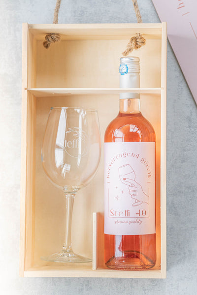 Weinkiste mit Wunschmotiv zum Geburtstag, Jubiläum, Festtag