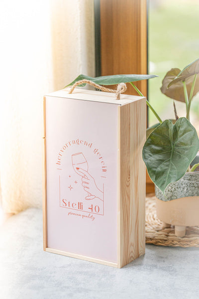 Weinkiste mit Wunschmotiv zum Geburtstag, Jubiläum, Festtag