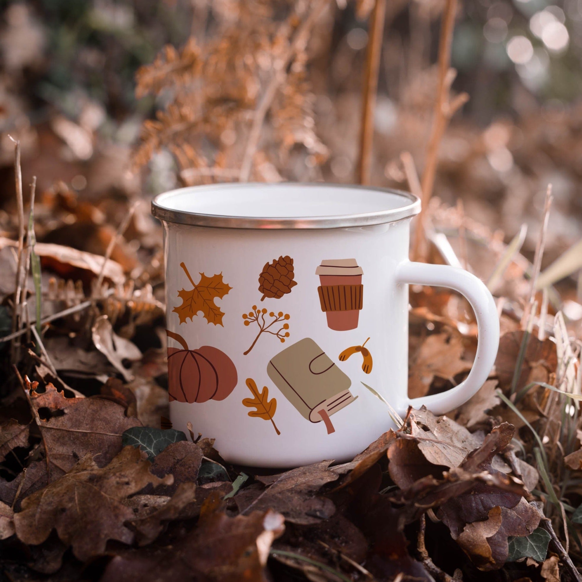 Emailletasse „HerbstDoodle“