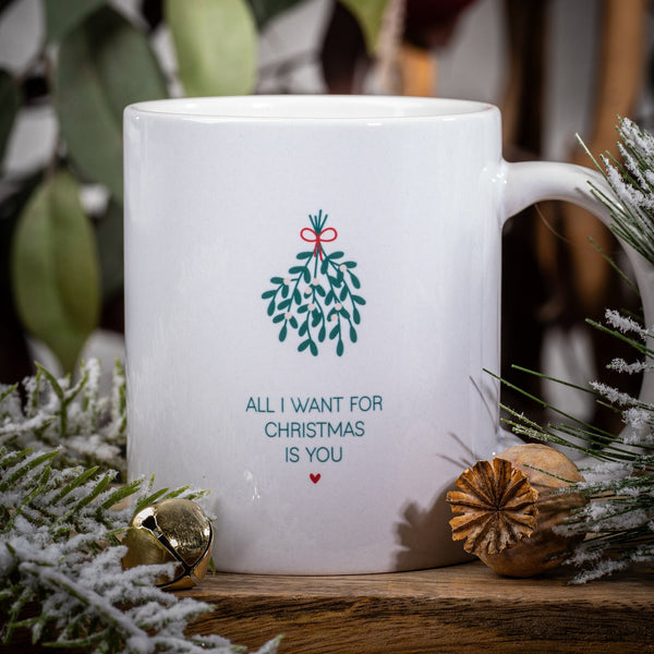 Tasse aus Keramik weiß „All I want for christmas is you“ Weihnachtstasse