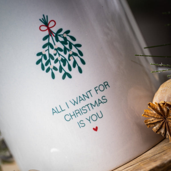 Tasse aus Keramik weiß „All I want for christmas is you“ Weihnachtstasse
