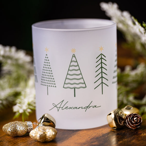 Glühweintasse "Weihnachtstannen" mit Wunschname