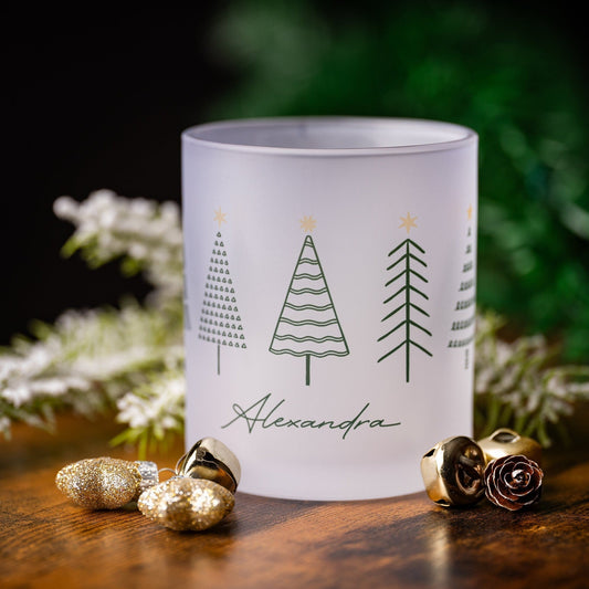 Glühwein Tasse "Weihnachtstannen" - mit Wunschname