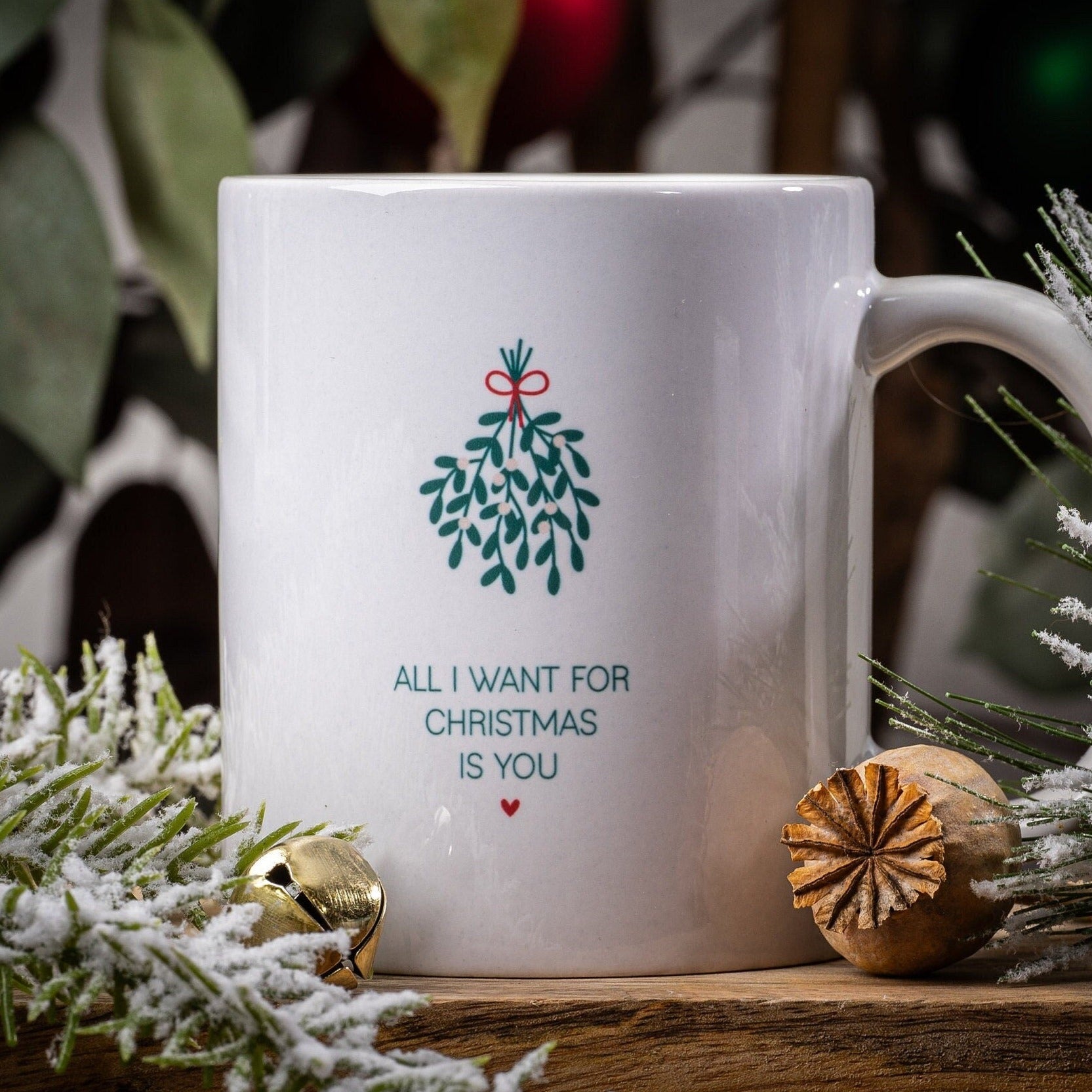 Tasse aus Keramik weiß „All I want for christmas is you“ Weihnachtstasse